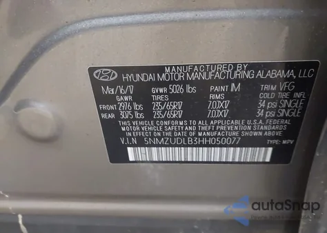 2017 Hyundai Santa Fe Sport 2.4L from USA, damaged, VIN 5NMZUDLB3HH050077